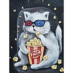 Мастер-класс - интерьерная картина «Кот-киноман», живопись акрилом на холсте