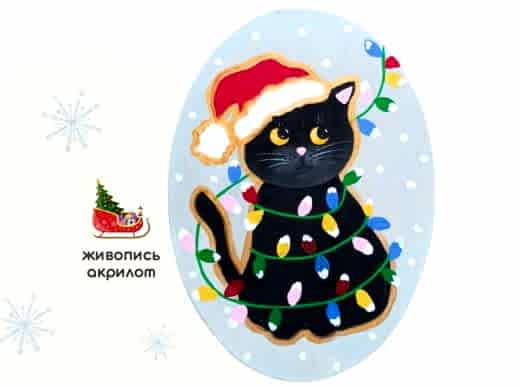 Мастер-класс по живописи на холсте - деревянное панно «Котенок Огонек»